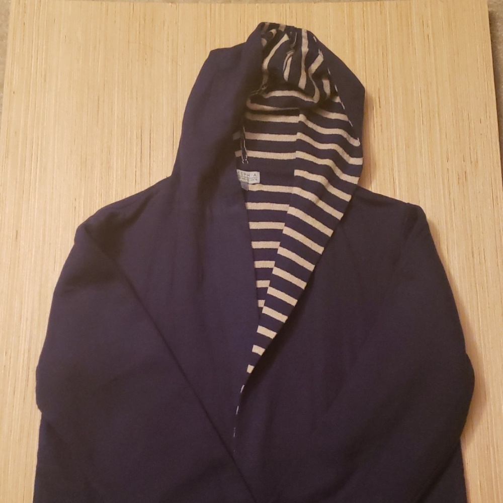 EUC Joseph A. Navy blue/tan hooded jacket - Picture 5 of 9